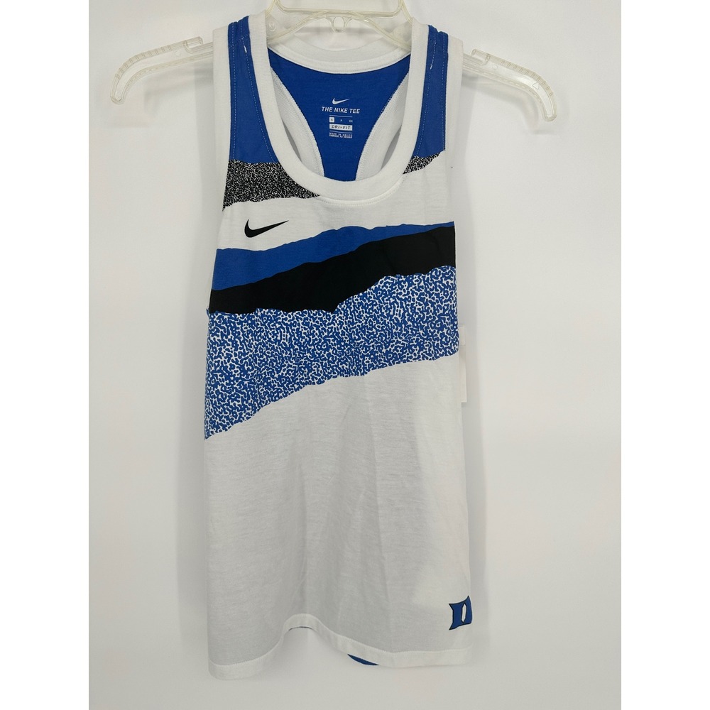 Nike White & Blue Graphic Racerback Tank Top